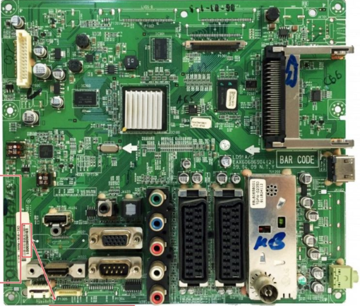 Mainboard	LG 	EAX60686904 (2)	EBU60710826 / EBU60803001	EBL60658001	42LF2500	DK3-F1A-A0243	3742LF25AUO           PositionNummer:KT32-074