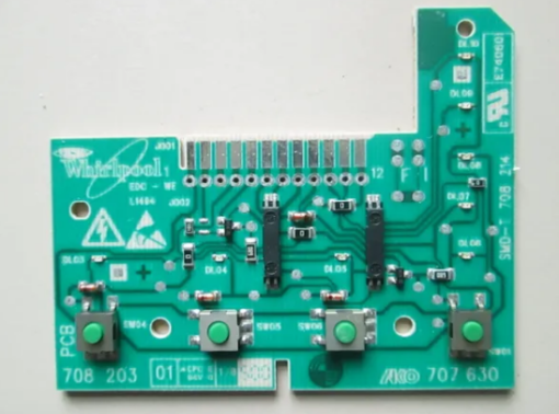 Waschmaschine Steuer-Module / Bedienteil   Whirlpool / Bauknecht	481223958046 / PCB 708 203 	SMD-T 708 214	WH461971428111-A / WH461971403791-01	CN743686-01 / CN707630-04	E3RED30282	101127 / AKO 707 630  (Gbr)          PositionNummer:WB21-016
