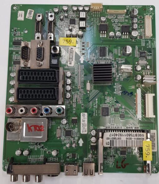 Mainboard	LG	98EBT59162841012 	EAX57566202(0)	50PQ2000-ZA 909MAZV7K053	11759/099867/S/T	99EBR59430424018 MD99B101JQ MDM9914-00249 EBT58011924 99EBT58011924017 DY971000 (Gbr)          PositionNummer:KT02-759