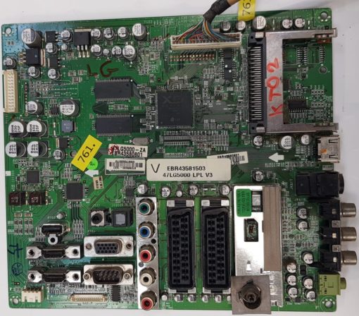 Mainboard	LG	EAX56818401 (0)	EBR43581503 	47LG5000LPLV3 	812WRTF1M849  011377/099485/S/T	87EBR030-1637 GS875500TV (Gbr)          PositionNummer:KT02-761