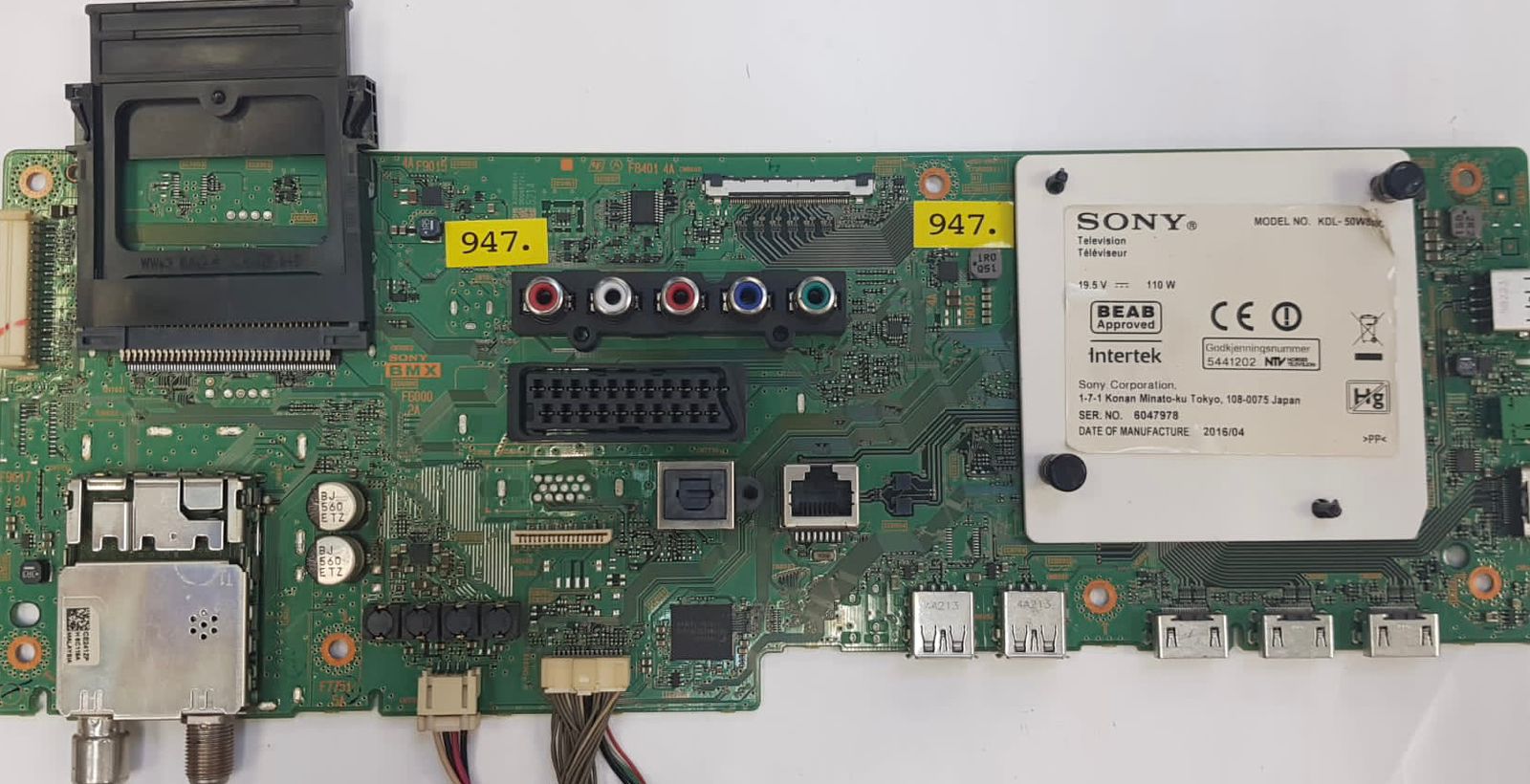 MAINBOARD SONY KDL-50W805C 1-893-880-11(173525511) A2069641A0004671V15214 ,  6047978, A2069641A 0021597V1 5214 (Gbr) PositionNummer:KT63-947