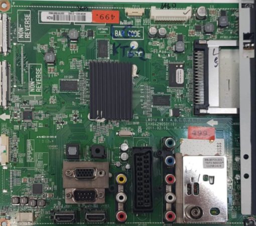 MAINBOARD	LG 42LK430-ZA:BEUYLJG  W/0:171L00XY EAX64290501 EBL60721201 TDTJ-S001D 1105E1415	WCM1707-04800  EBT61396881 109WRAJ33616(Gbr)          PositionNummer:KT26-420
