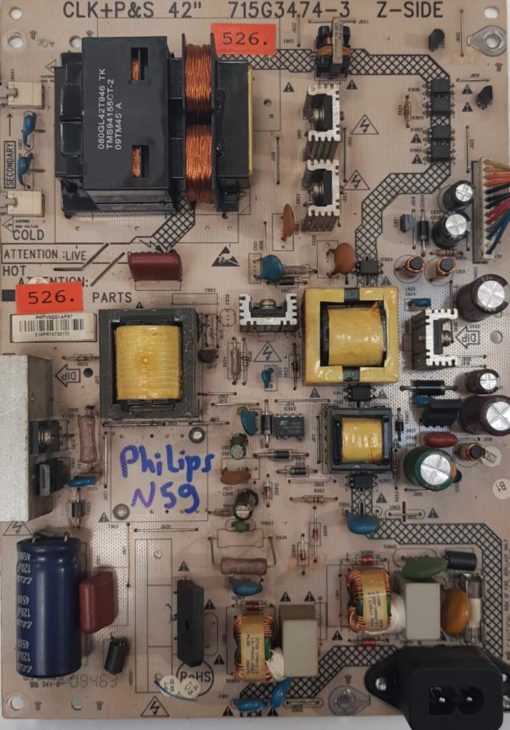 NETZTEIL	PHILIPS	CLK+P&S 42" 715G34.74-3 Z-SIDE				PWTV9QG1APR7 X1APR74730175 (Gbr )                  PositionNummer: N59-526
