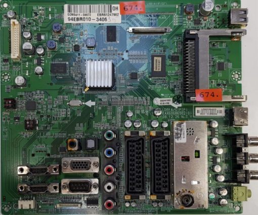 MAINBOARD 	LG	37LH4010	EAX60686902(0)	011747/099855/S/T	SAA34419901 V3.00 478B	906WRTF19393, 0H GOM9411-04672 EBR61247902 94EBR010-3406, 94EBU010-0766 G094AG0021 (Gbr)          PositionNummer:KT62-674