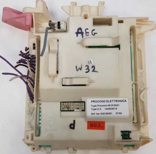 WASCHMASCHINE ELEKTRONIK	AEG	451510021 12430391/4 SW VER.W2C00201 07/00		124304022 124949210 261F800297AEB93B EWM2100.00/2200.00/2300.00/2400.00(Gbr) PositionNummer:W32-803