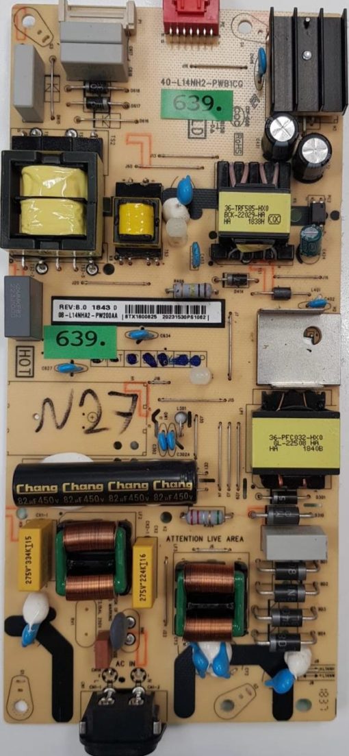 NETZTEIL	THOMSON	40-L14NH2-PWB1CG 08-L14NHA2-PW200AA		REV:B.0 1843 D  		BTX1800825 20231530PS1062 (Gbr)          PositionNummer:N27-639