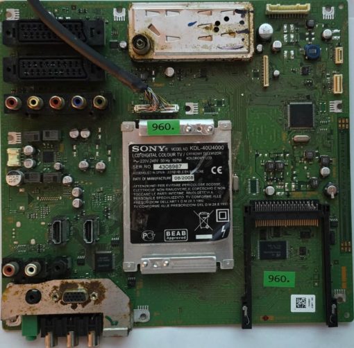 MAINBOARD	SONY	KDL-40U4000 	1-877-114-12 JAE2402-322			I1645600F 019571 000, 4308987 (Gbr)          PositionNummer:KT63-960