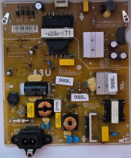 NETZTEIL	LG	EAX67209001 (1.5) EAY64529501 REV1.0 LGP43DJ-17U1		E247691, 14S-LP01 ZT-B1 ZT 181217	SWZ-2 18 1 130 94V-0 E301791 CCP 3400 CTI 600	EJDQJ645295018038 (1.5) (Gbr )                  PositionNummer:N62-988