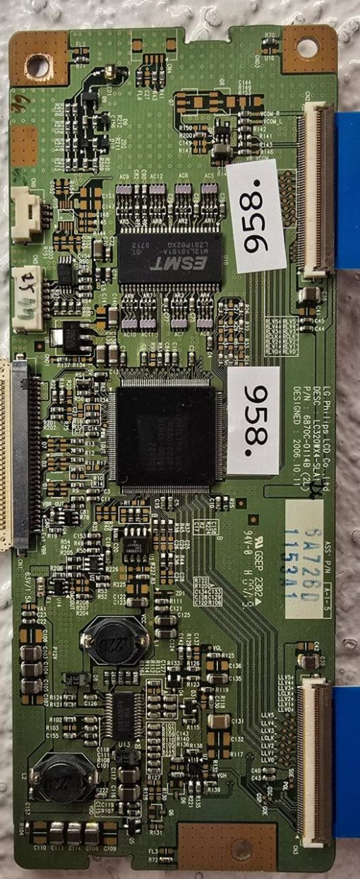 T-CON BOARD	LG	LC320WX4-SLA1 6870C-0114B (2L)		6A726D 1153A1, M12L16161A-5T LZS1P62XQ 0712	GSEP 2302 94V-0 H 07/19, LCD R8A01028FR01H1L-0068A72110T (Gbr)  PositionNummer:T39-958