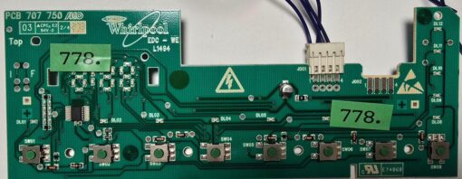 WASCHMASCHINE STEUER-MODULE BEDIENTEIL	BAUKNECHT	PCB 707 750 AKO		E74060	 03 CPC E2 94V-0 2/4 273 EDC-WE L1494	WH 461971428481-A CN 745146-00 130831 F1,3D,GRN 22 30 486 (Gbr)          PositionNummer:W21-778
