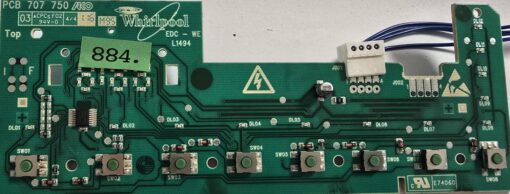 WASCHMASCHINE STEUER-MODULE BEDIENTEIL	BAUKNECHT	PCB 707 750		03 CPC F02 94V-0 4/4 116 M95 EDC-WE L1494	E74060	WH 461971428481-A C N 745146-00 160727 F1,3D,GRN 06 30 234 (Gbr)          PositionNummer: W22-884