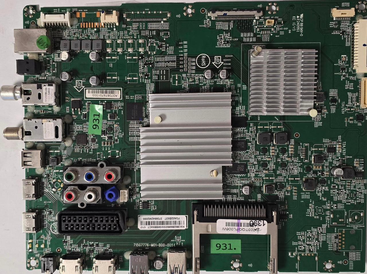 MAINBOARD PHILIPS 49PUS6401/12 715G7776-M01-B00-005K FZ1A1622046479, A370879701333, 703TQGPL006W, XGCB02B00503SX/G8BBX4CT 1717 F0A02B83T 3708842M2055 (Gbr) PositionNummer: KT19-931