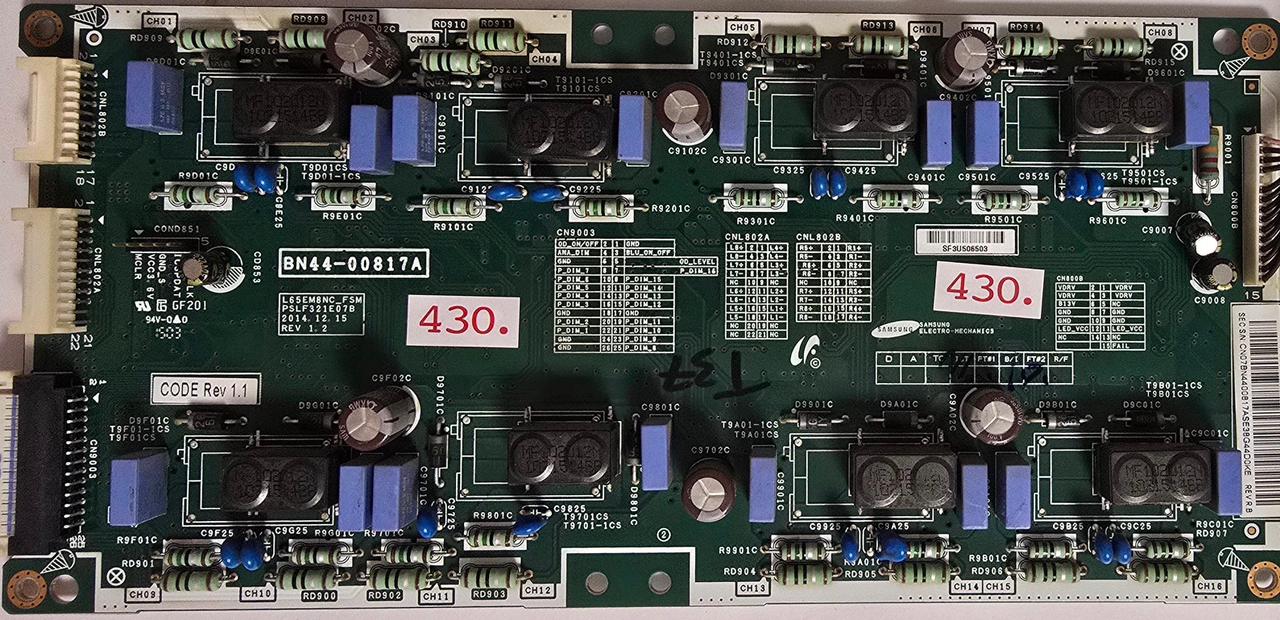 INVERTER SAMSUNG UE48JS9090 BN44-00817A REV 1.2 L65EM8NC_FSM PSLF321E07B Ver 01 UE48JS9090Q UE48JS9090QXZG CN07BN4400817ASE38G44D0KE REV R.B, SF3U506503, 07C93SAG900186A (Gbr) PositionNummer: I37-430