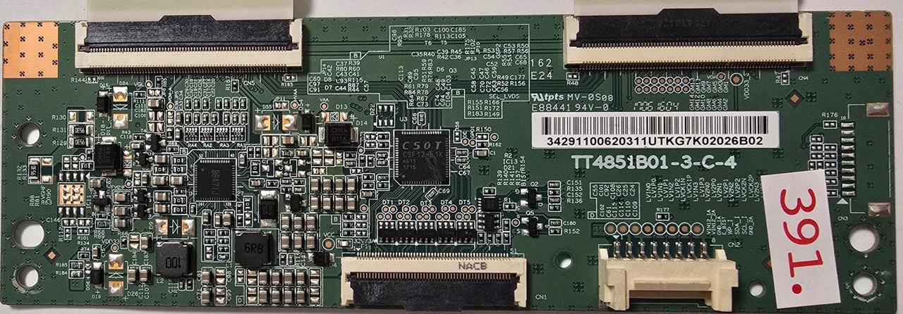 T-CON BOARD SAMSUNG HG49EE470HK HG49EE470HKXEN TT4851B01-3-C-4 CA01 BN68-06708G-00 HG49EE470 MV-0S 08 E88441 94V-0 1706 1604 0B6X3SEJC00058W, 34291100620311UTKG7K02026B02 (Gbr) PositionNummer: T13-391