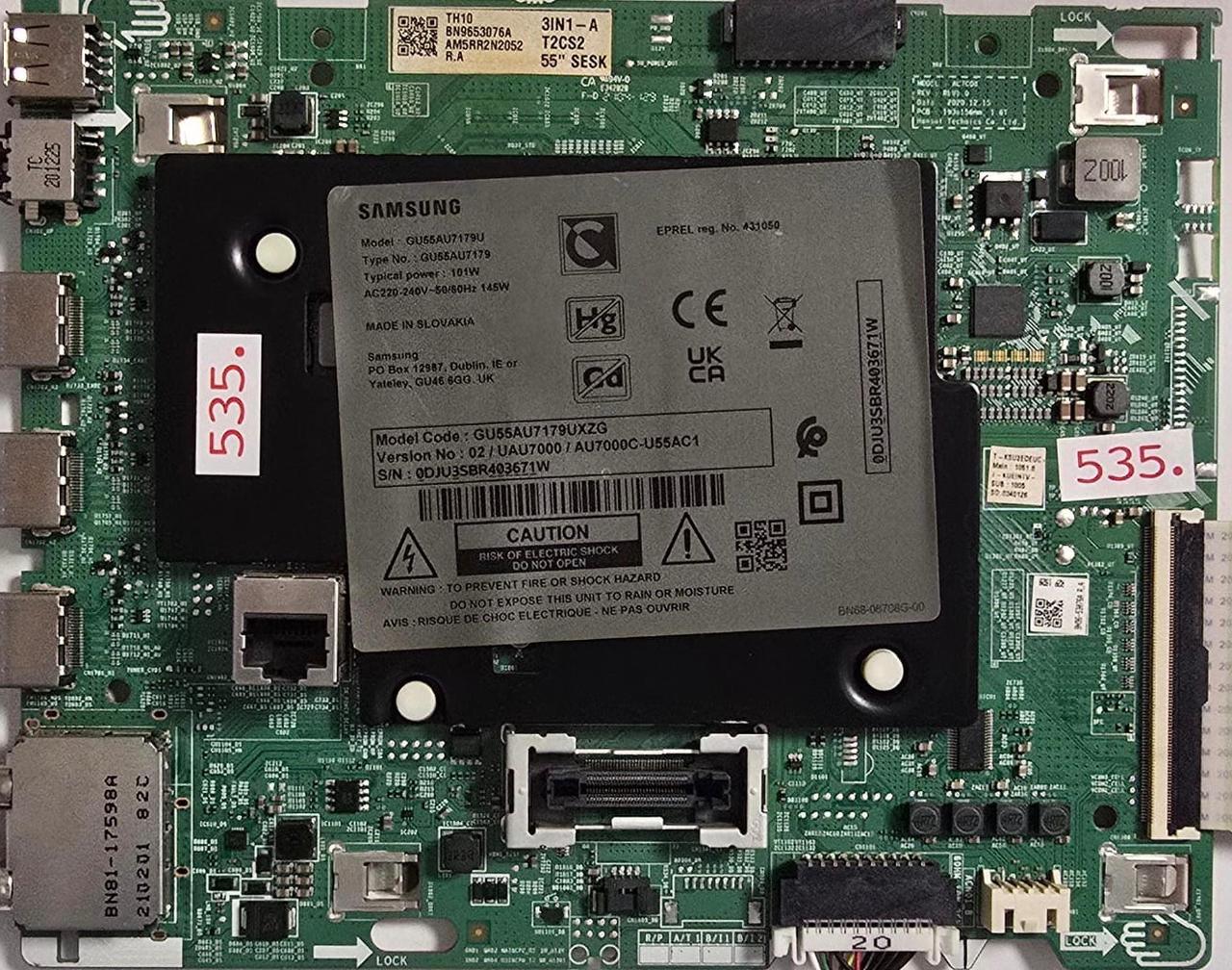 MAINBOARD SAMSUNG GU55AU7179U AU7000 REV1.0 02 / UAU7000 / AU7000C-U55AC1 BN68-06708G-00 GU55AU7179 GU55AU7179UXZG E342828 0DJU3SBR403671W, BN96-53076A R.A R2P 1928, TH10 BN9653076A AM5RR2N2052 R.A 3IN1-A T2CS2 55" SESK(Gbr) PositionNummer: KT114-535