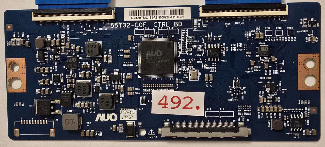 T-CON BOARD GRUNDIG 50 GUB 7040 55T32-C0F CTRL BD E88441 82592101000477, 010427705201100222, UZ-5550T32C13-0A8-4008928-T11UF-01 (Gbr) PositionNummer: T38-492