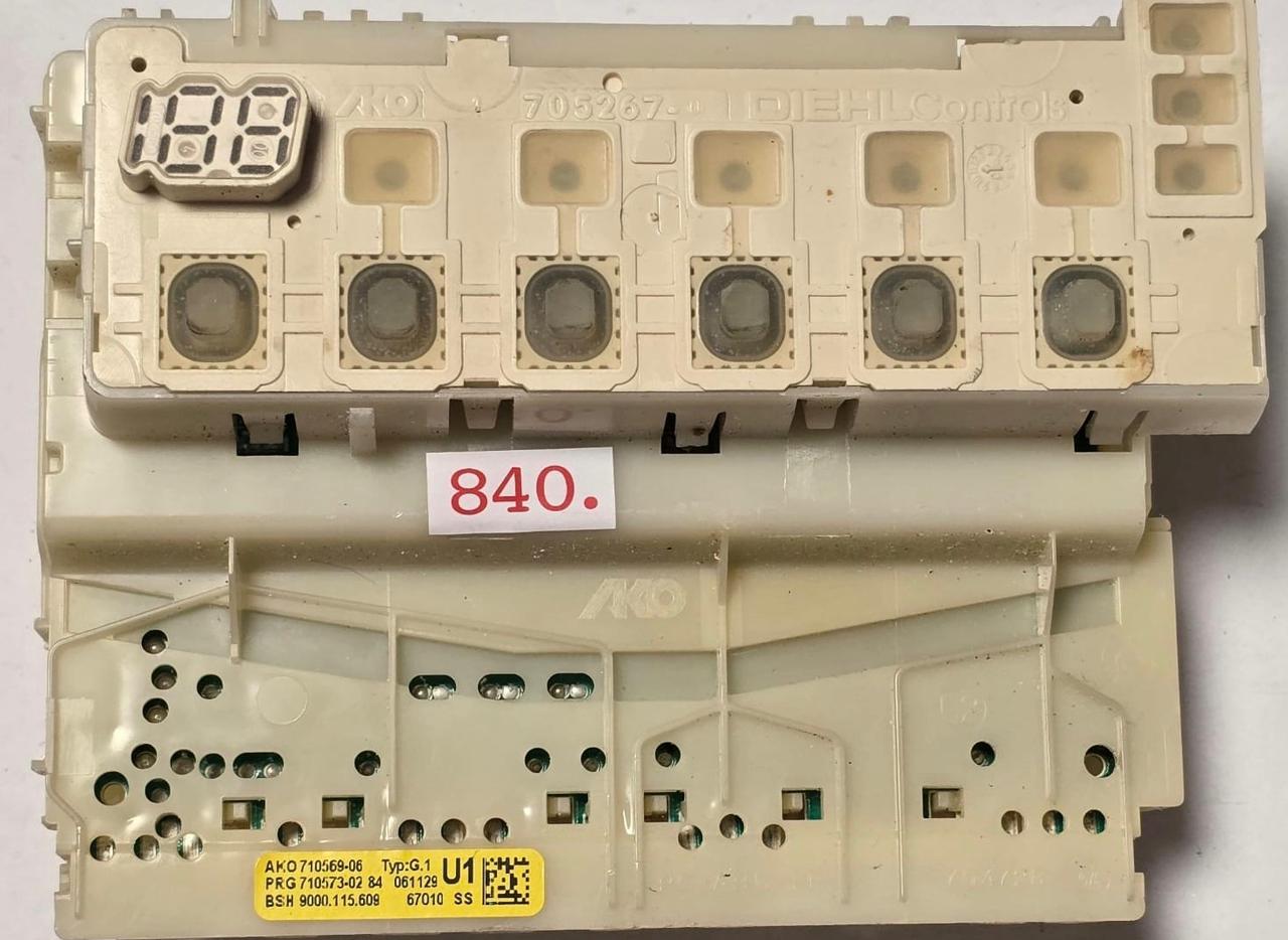 GESCHIRRSPÜLMASCHINE STEUER-MODULE BEDIENTEIL SIEMENS AKO 710569-06 PRG 710573-02 BSH 9000.115.609 G.1 84 061129 67010 SS 705267-0 (Gbr) PositionNummer: WG34-840