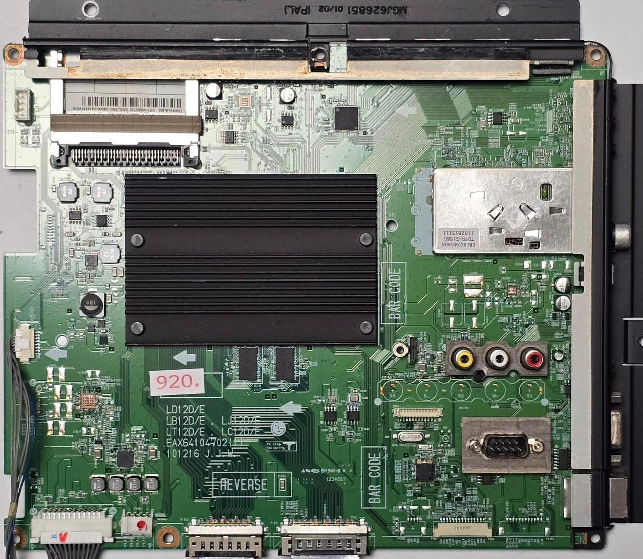 MAINBOARD LG 37LV5500 37LV5500-ZC 37LV5500-ZC.AEUYLJG EAX64104702(1) 101216 J.J.W 141D05NY MEZ63808601 EBL60740406 TDFR-G156D 1102B15111 WJM1415MC00587 586076366 37LV5500-LGD EBT61440921 (Gbr) PositionNummer: KT62-920