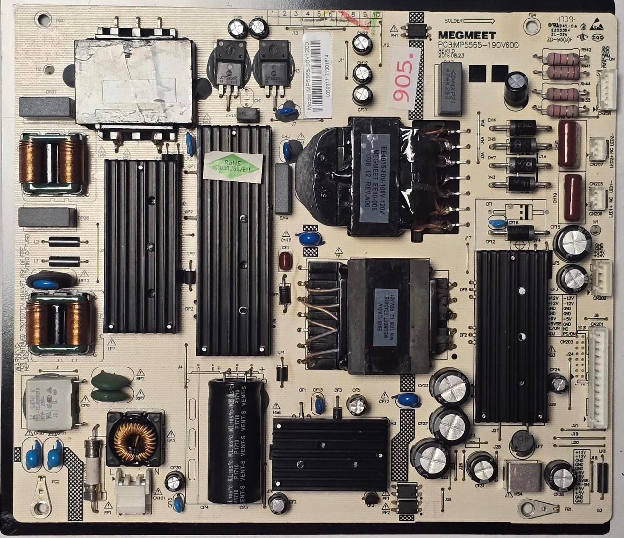 NETZTEIL DENVER PCB: MP5565-190V600 REV:1.0 MP5565-90V1200 E255554 L030017171301614 (Gbr) PositionNummer: N77-905