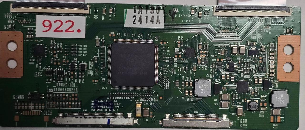 T-CON BOARD LG 37LV5500 37LV5500-ZC 37LV5500-ZC.AEUYLJG V6 37 EHD 120Hz 6870C-0365A VER1.0 141D05NY MEZ63808601 1A130T 2414A1 (Gbr) PositionNummer: T40-922