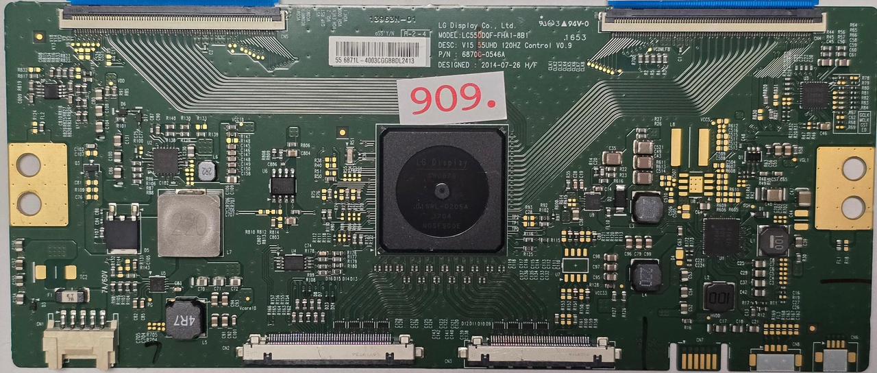 T-CON BOARD PHILIPS 55PUS6551/12 LC550D0F-FHA1-8B1 V15 55UHD 120Hz Control V0.9 6870C-0546A 6641201 13963N-01 55 6871L-4003CGGBBDL2413 (Gbr) PositionNummer: T31-909