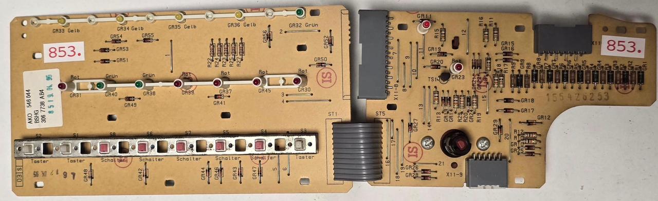 WASCHMASCHINE STEUER-MODULE BEDIENTEIL BOSCH AKO 546 044 BSHG 306 7738 AB4 1554262 53 8519.04.95 (Gbr) PositionNummer: WB34-853