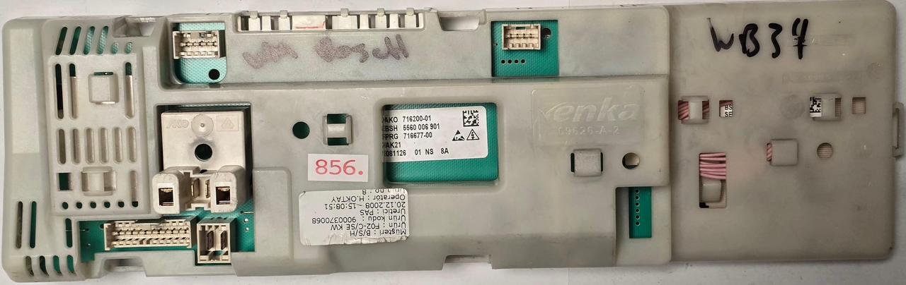 WASCHMASCHINE STEUER-MODULE BEDIENTEIL BOSCH AKO 716200-01 BSH 5560 006 901 PRG 716677-00 AK1 081126 01 NS 8A, 5560003600_c 55600000002750_c F02-C/SE KW 9000370068 (Gbr) PositionNummer: WB34-856