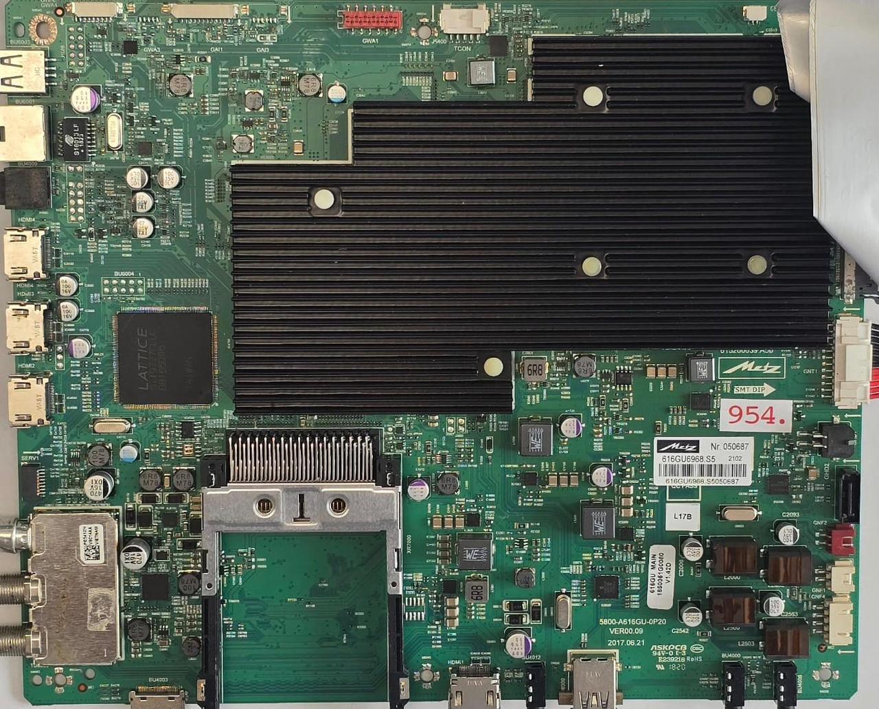 MAINBOARD METZ 43TX95 43TX95-UHD 615260039.A5b 5800-A616GU-0P20 VER00.09 U1620_40001_01 E239218 Nr. 050687 616GU6968.S5 2102 616GU6968.S5050687 (Gbr) PositionNummer: KT09-954