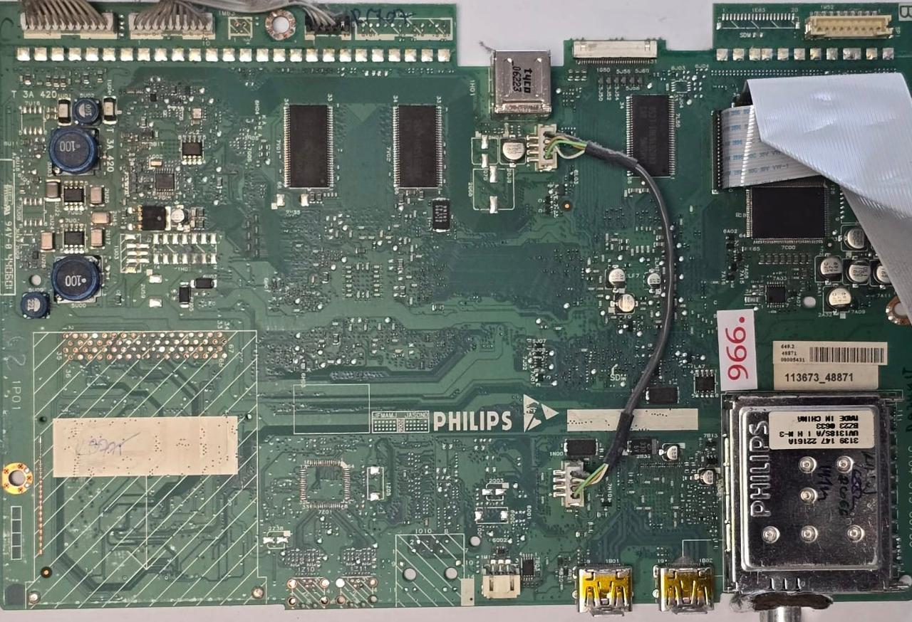 MAINBOARD PHILIPS 32PF9541/10 3104 313 60736 113673_48871 3139 147 22161A UV1318S/A I H N-3 BZ23 0633 649.2 48871 00005431 (Gbr) PositionNummer: KT19-966