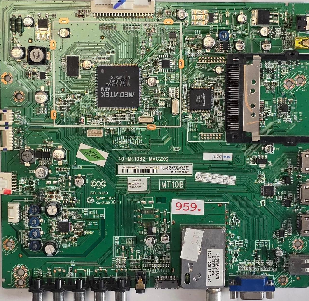 MAINBOARD THOMSON 55FT5643 40-MT10B2-MAC2XG 07-361AI5-TA7G DT91WT-2-E TCL1110091371 0J 00 55FT5643 1142 08-MT10B20-MA300AA 4A-LCD55ES-SSAP Z1148016485, 55FT5643, BTU100109C 20039003MA0306 (Gbr) PositionNummer: KT37-959