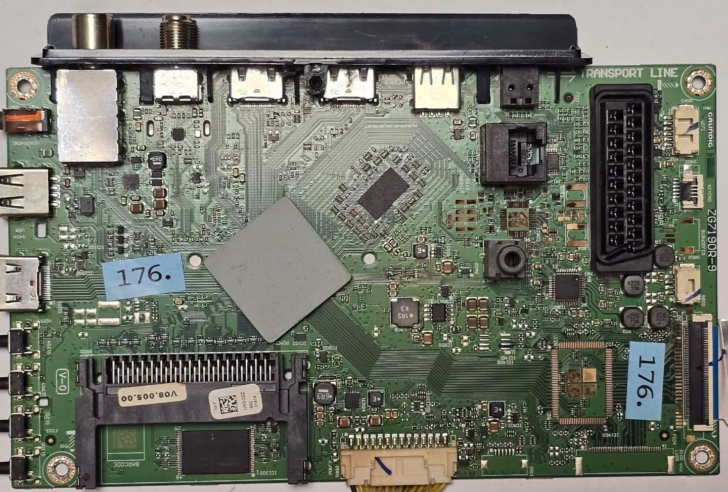 MAINBOARD GRUNDIG 49 GFB 6623 ZG7190R-9 PMW0000000 SN 80101047 PMW812-B1 V08.005.00 90327801010476, 01014070520114176 2, G7 U8GOZZ 802 01414, 1802014235 (Gbr) PositionNummer: KT28-176