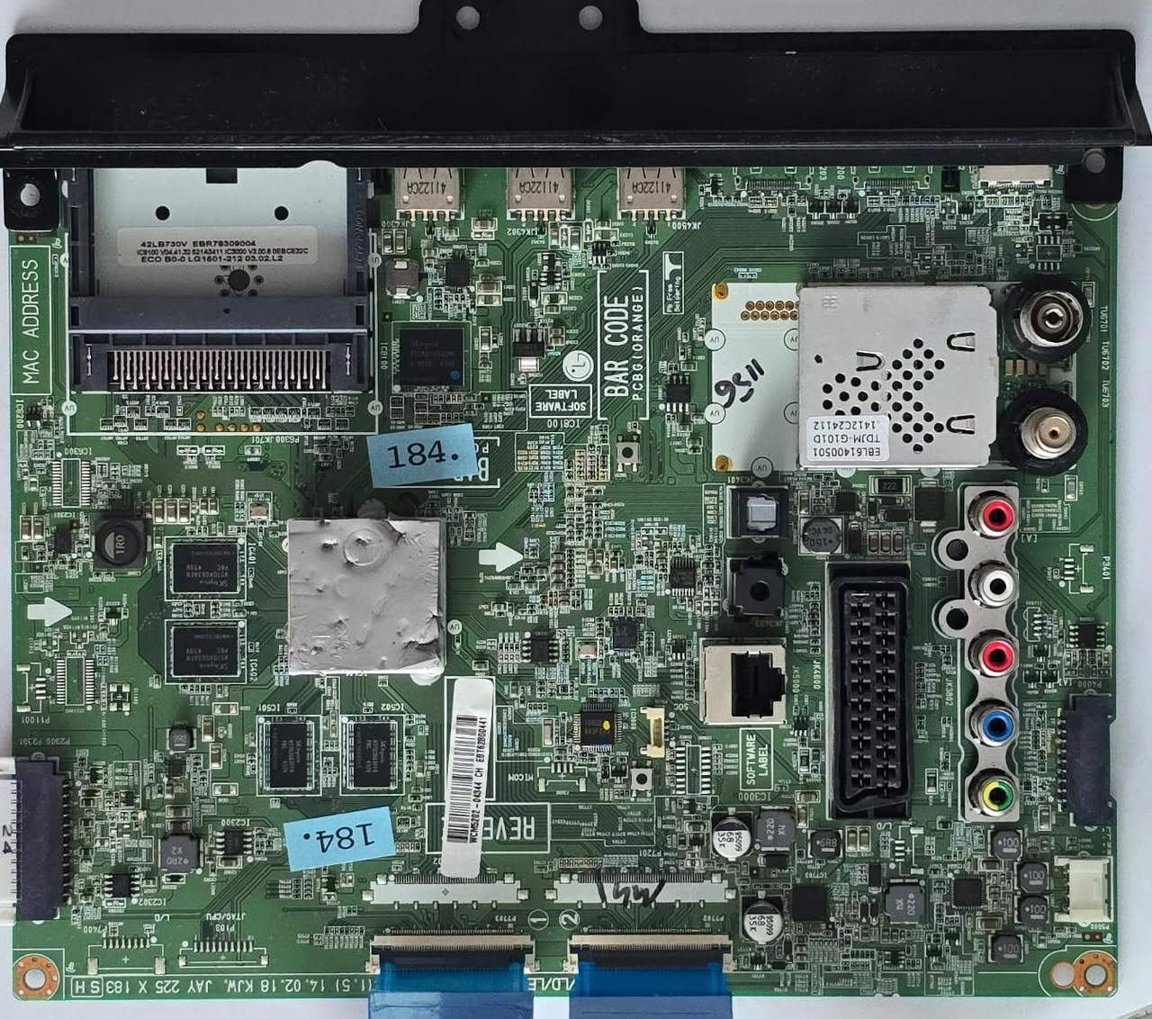 MAINBOARD LG 47LB731V 47LB731V-ZE 47LB731V-ZE.BEUWLJG EAX65384004(1.5) EBL61400501 0197 MEZ65035102(REV03), 42LB730V EBR78309004 IC8100 V04.41.32 521A3411 IC3000 V3.00.8 0EBCE32C ECO B0-0 LG1501-212 03.02.L2 TDJM-G101D 1412C24112, P6300 JK701 502WRQEL5220, WCM5202-04344 CH EBT62800441 (Gbr) PositionNummer: KT32-184