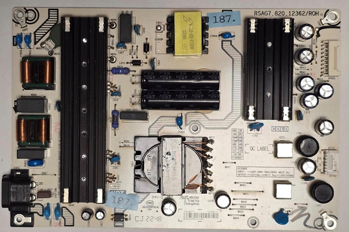 NETZTEIL HISENSE 55A7HQ RSAG7.820.12362/ROH E166702 CQC13134095636 HH HDCEM1 CJ2248 328857 12362-F DPD22BSX55B (Gbr) PositionNummer: N07-187
