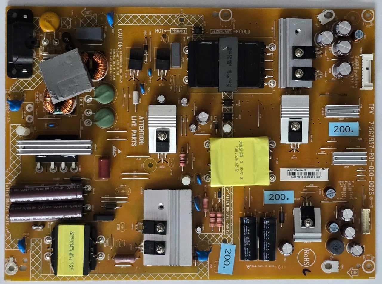 NETZTEIL PHILIPS 43PUS6551/12 TPV 715G7857-P01-000-002S 6641201 (X)PLTVFQ461XA03 1619 P43070200 3381292 P0167 (Gbr) PositionNummer: N19-200