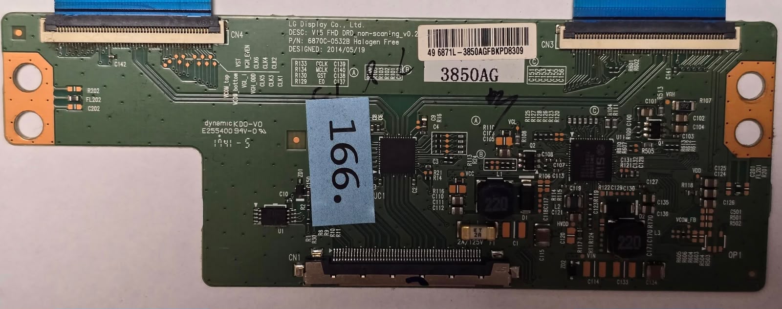 T-CON BOARD GRUNDIG 49 GFB 6623 V15 FHD DRD_non-scaning_v0.2 6870c-0532b PMW0000000 SN 80101047 PMW812-B1 3850AG 90327801010476, 01014070520114176 2, 49 6871L-3850AGFBKPD8309 (Gbr) PositionNummer: T38-166