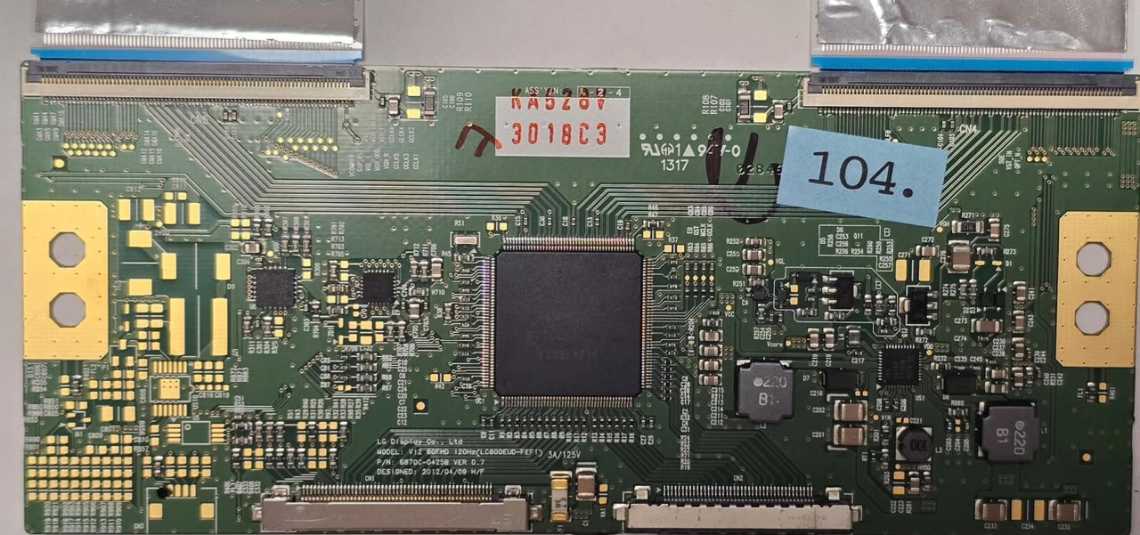 T-CON BOARD LG 60LA6208 60LA6208-ZA 60LA6208-ZA.BEUULJP 0197 MEZ65035102(REV02) MEZ65035104(REV02) 381D02KD (87/450) KA528V 3018C3 308MALF53824 (Gbr) PositionNummer: T42-104