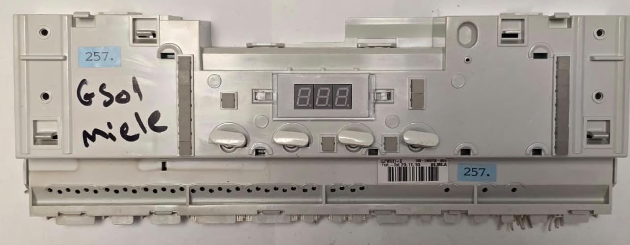 GESCHIRRSPÜLMASCHINE STEUER-MODULE BEDIENTEIL MIELE ELPW531-D Mat.-Nr. 07607520 KD-Mat.-Nr.07642430 ELPW531-D 200-240V/50-60Hz Fert.-Dat:23.11.10 BS.MS.A (Gbr) PositionNummer: GS01-257