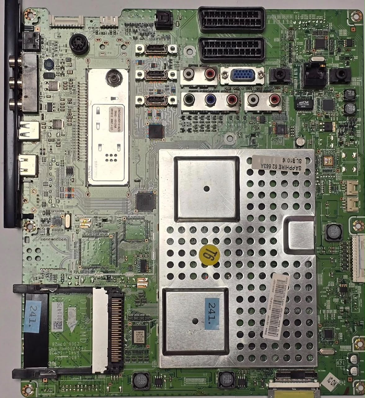 MAINBOARD SAMSUNG LE52A859S1M LE52A859S1MXZG LE52A859 BN41-01063B SAPPHIRE 52 563A SUB1006 DN0S403SH101A(S) BN40-00126A 081012 MAT-LF ASVK3SFQA00377J, BN94-02102F HVPE(PE) 20081027 SK 10 BN94-02102F HVPE 00313400 0202, 00147583 (Gbr) PositionNummer: KT30-241
