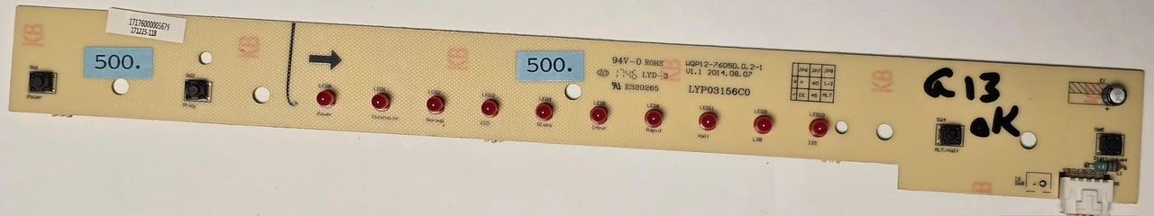 GESCHIRRSPÜLMASCHINE ELEKTRONIK OK WQP12-7605D.D.2-1 V1.1 LYP03156C0 E320265 17176000005679 171225-11B (Gbr) PositionNummer: G13-500