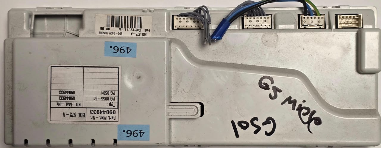 GESCHIRRSPÜLMASCHINE STEUER-MODULE BEDIENTEIL MIELE EDL 675-A Mat.-Nr. 09044933 KD-Mat.-Nr. 09044933 PG 8055-61 PG 8504 EDL 675-A 200-240V 50/60Hz Fert.-Dat:12.11.18 BV_BE (Gbr) PositionNummer: GS01-496